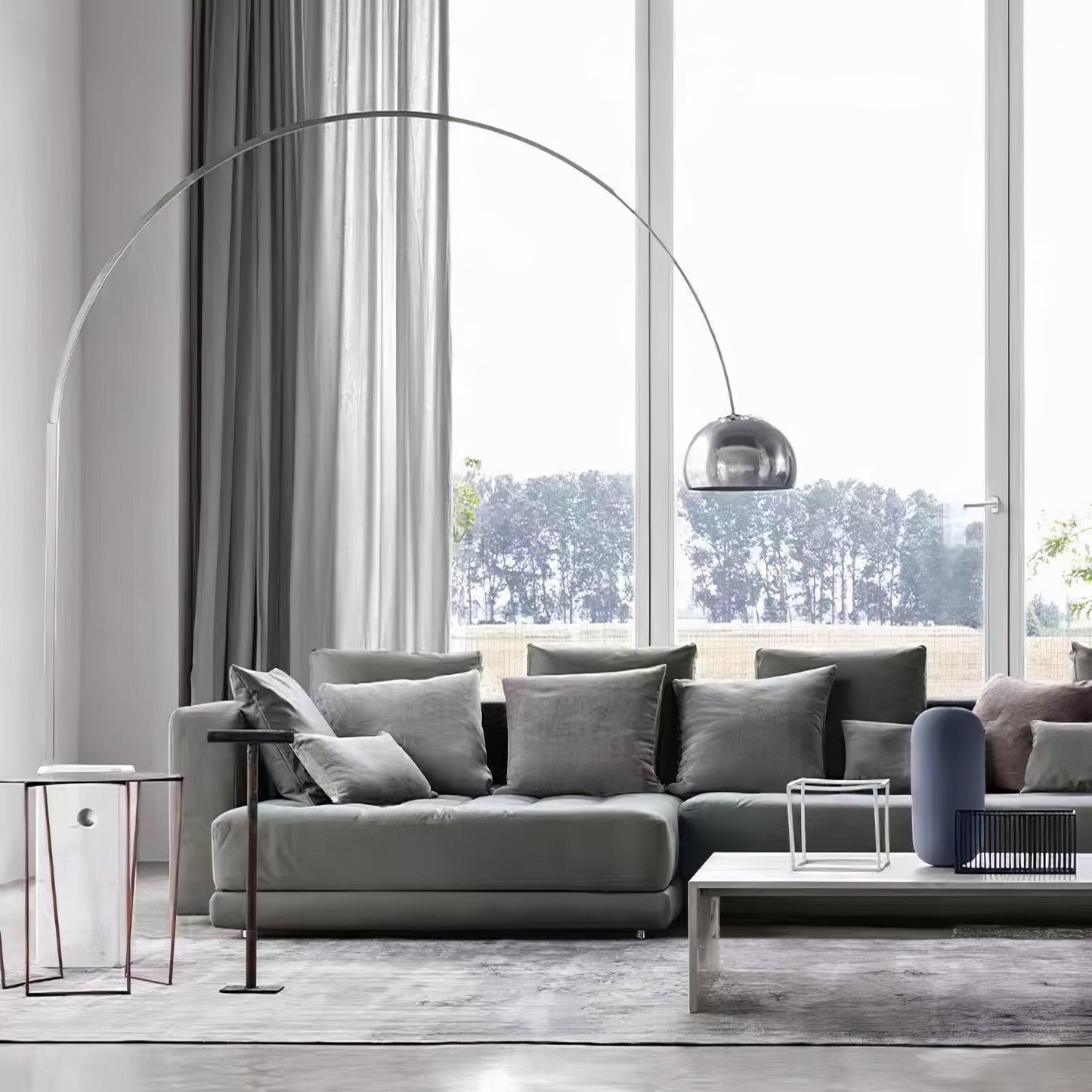 Arcadia Luxe Floor Lamp with Marble Base and LED Light