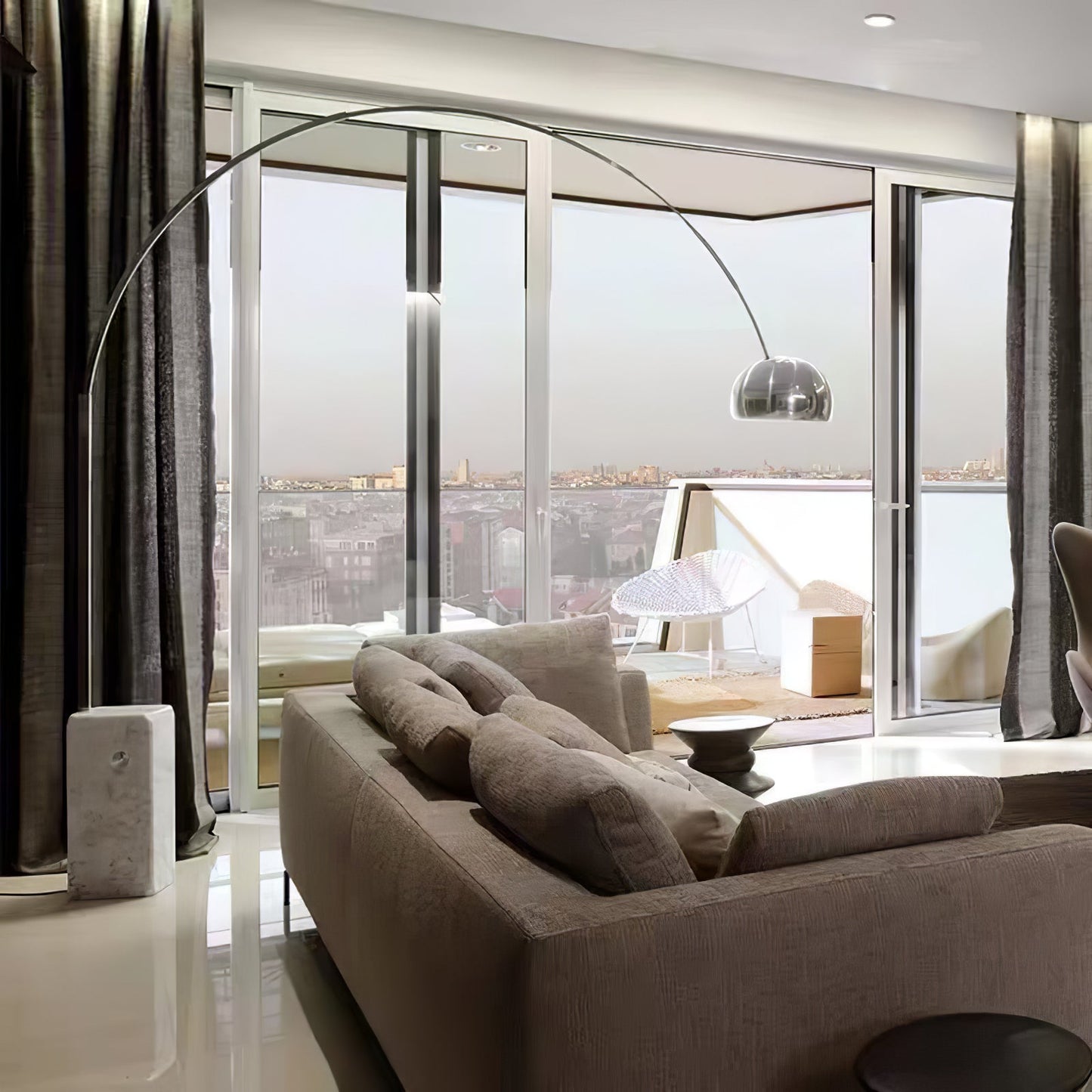 Arcadia Luxe Floor Lamp with Marble Base and LED Light