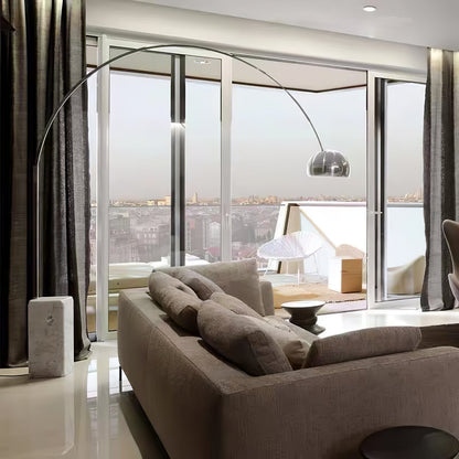 Arcadia Luxe Floor Lamp with Marble Base and LED Light