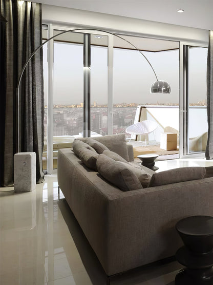 Arcadia Luxe Floor Lamp with Marble Base and LED Light