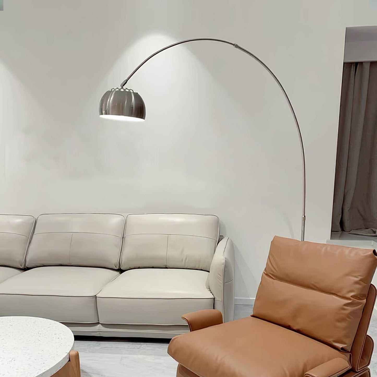 Arcadia Luxe Floor Lamp with Marble Base and LED Light