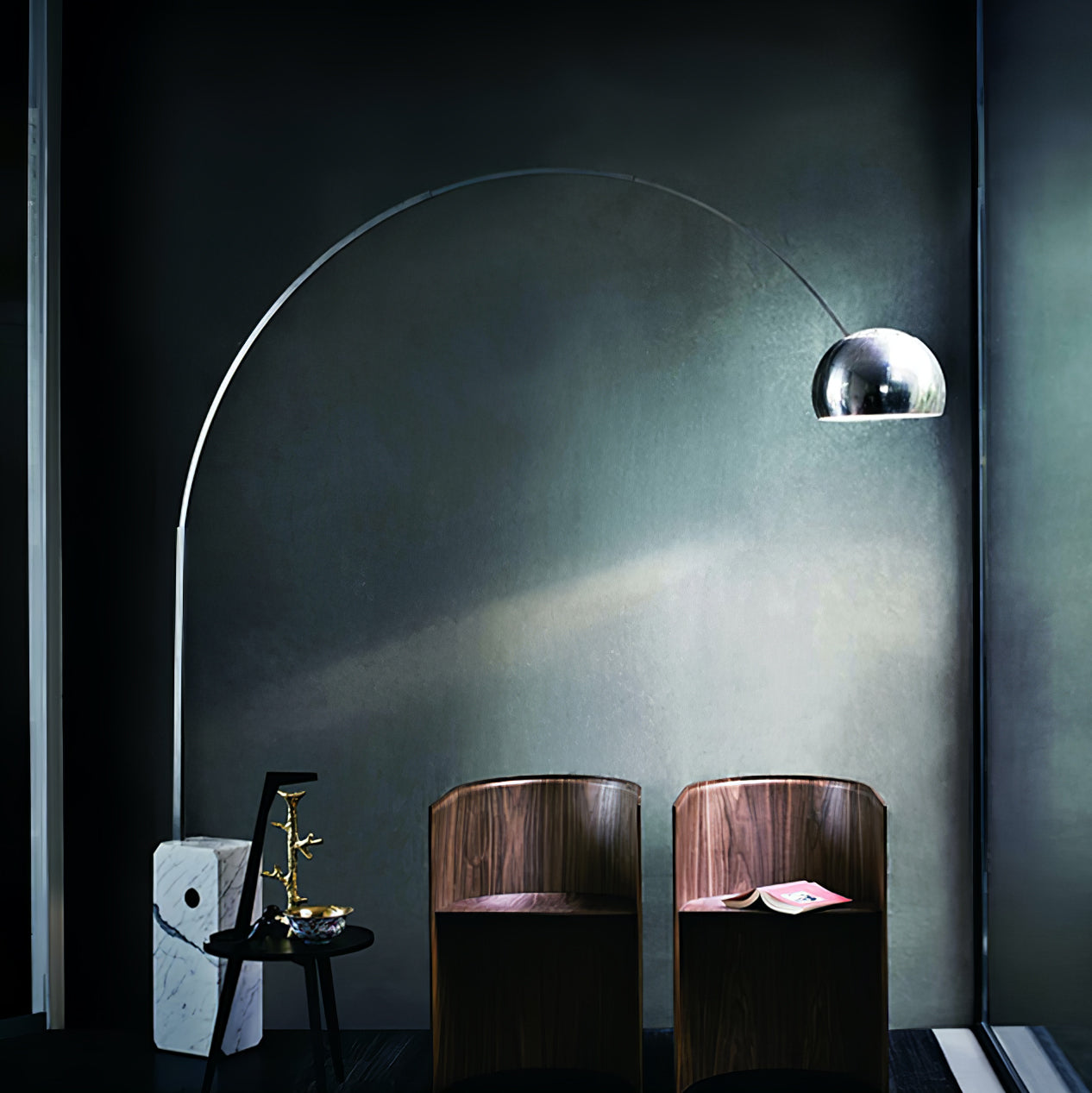Arcadia Luxe Floor Lamp with Marble Base and LED Light