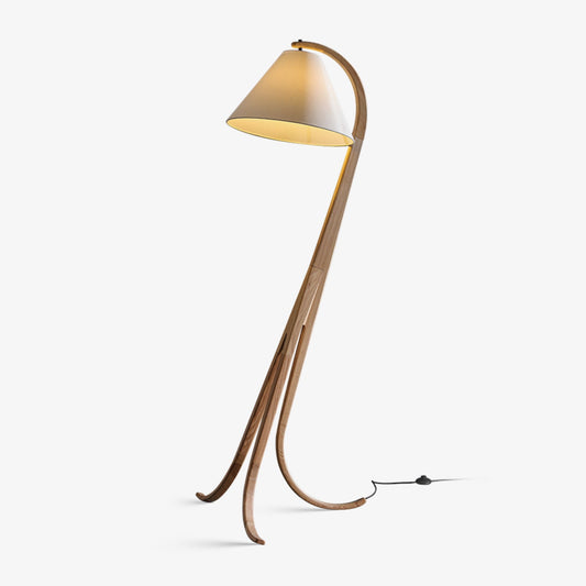 Arcwood Floor Lamp with Wooden Frame and LED Shade
