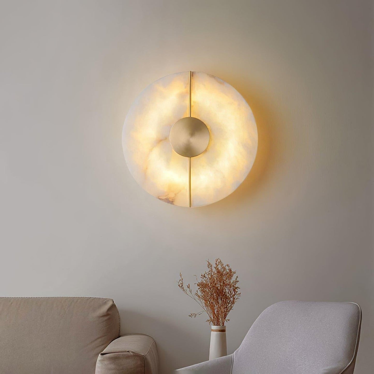 Artistic Alabaster Wall Lamp with LED Lighting, Retro Design