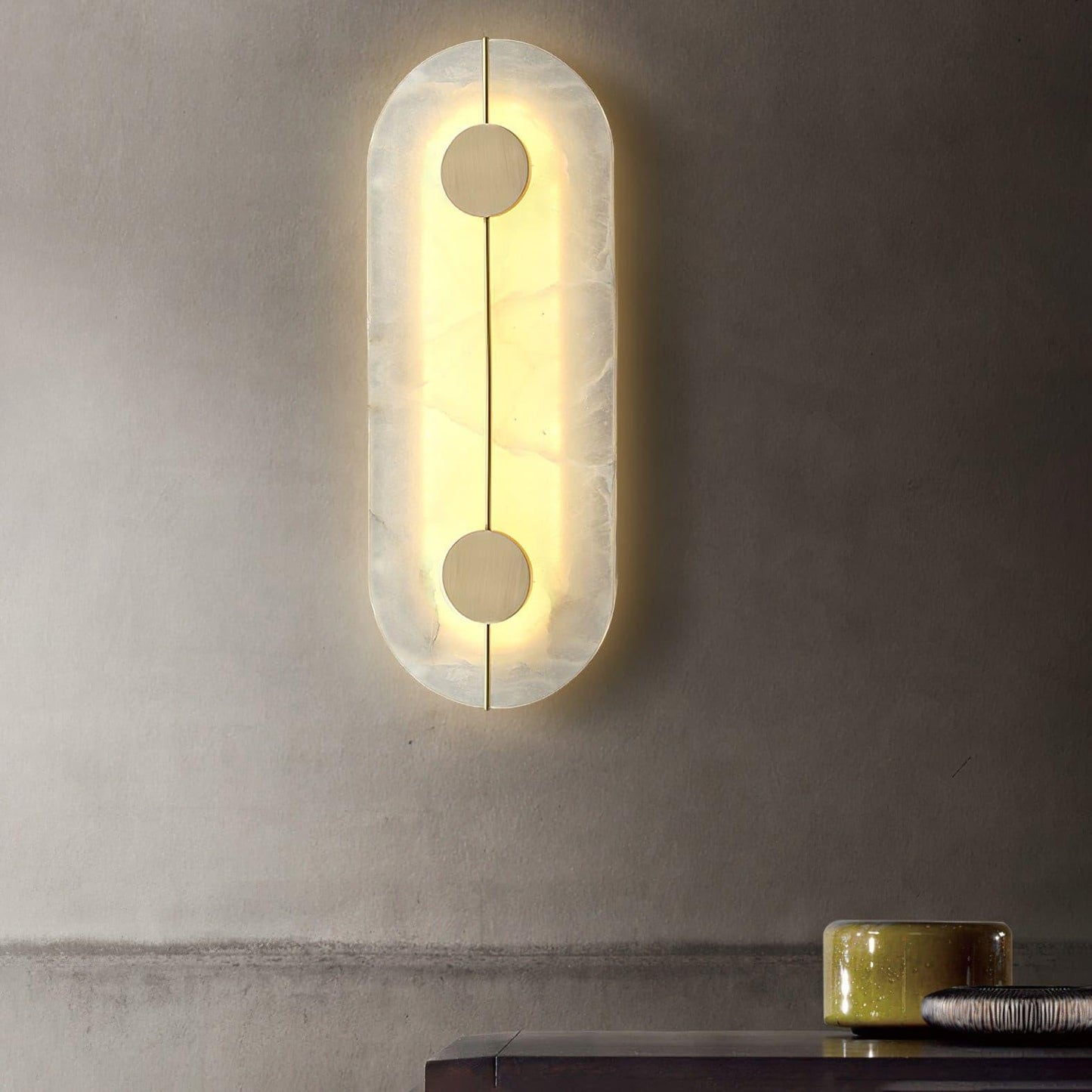 Artistic Alabaster Wall Lamp with LED Lighting, Retro Design