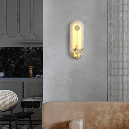 Artistic Alabaster Wall Lamp with LED Lighting, Retro Design