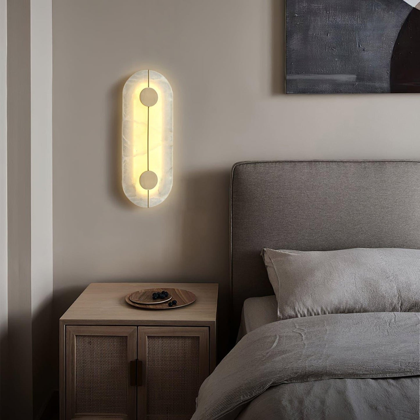 Artistic Alabaster Wall Lamp with LED Lighting, Retro Design