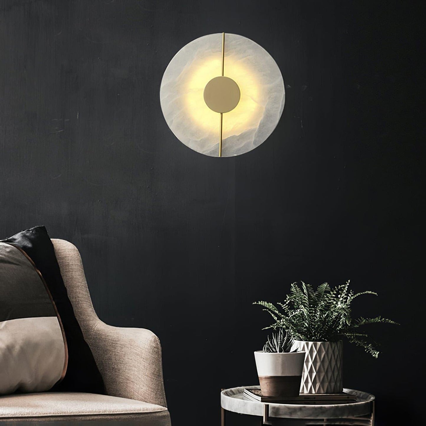 Artistic Alabaster Wall Lamp with LED Lighting, Retro Design