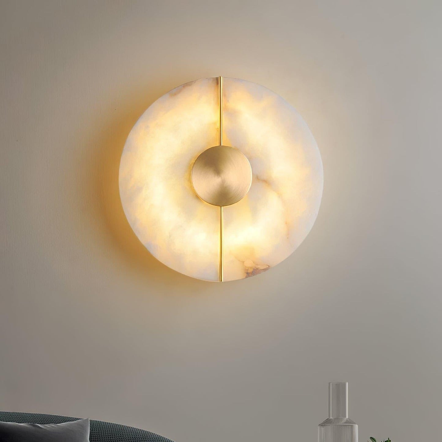 Artistic Alabaster Wall Lamp with LED Lighting, Retro Design