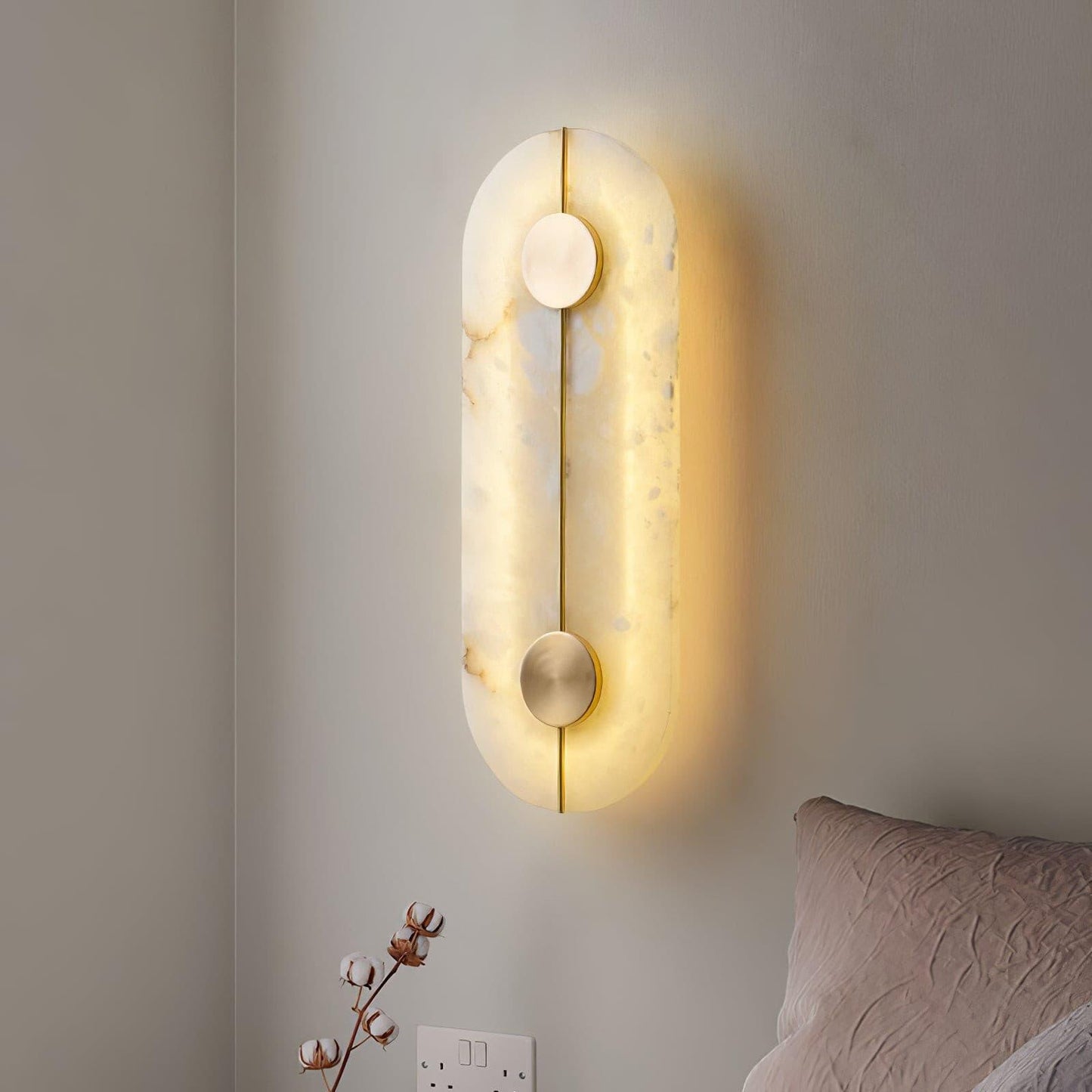 Artistic Alabaster Wall Lamp with LED Lighting, Retro Design