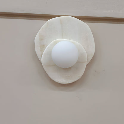 Astr Stone Wall Lamp - LED Indoor Lighting Fixture, Marble & Glass