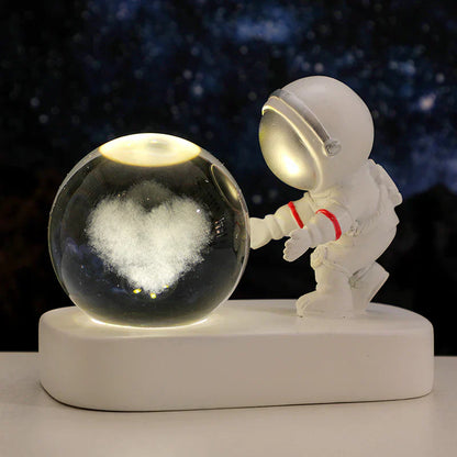 Astronaut Theme Night Lamp with LED 3D Crystal Sphere