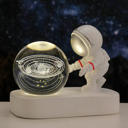 Astronaut Theme Night Lamp with LED 3D Crystal Sphere