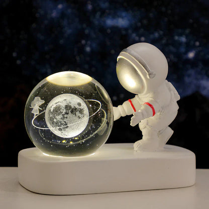 Astronaut Theme Night Lamp with LED 3D Crystal Sphere