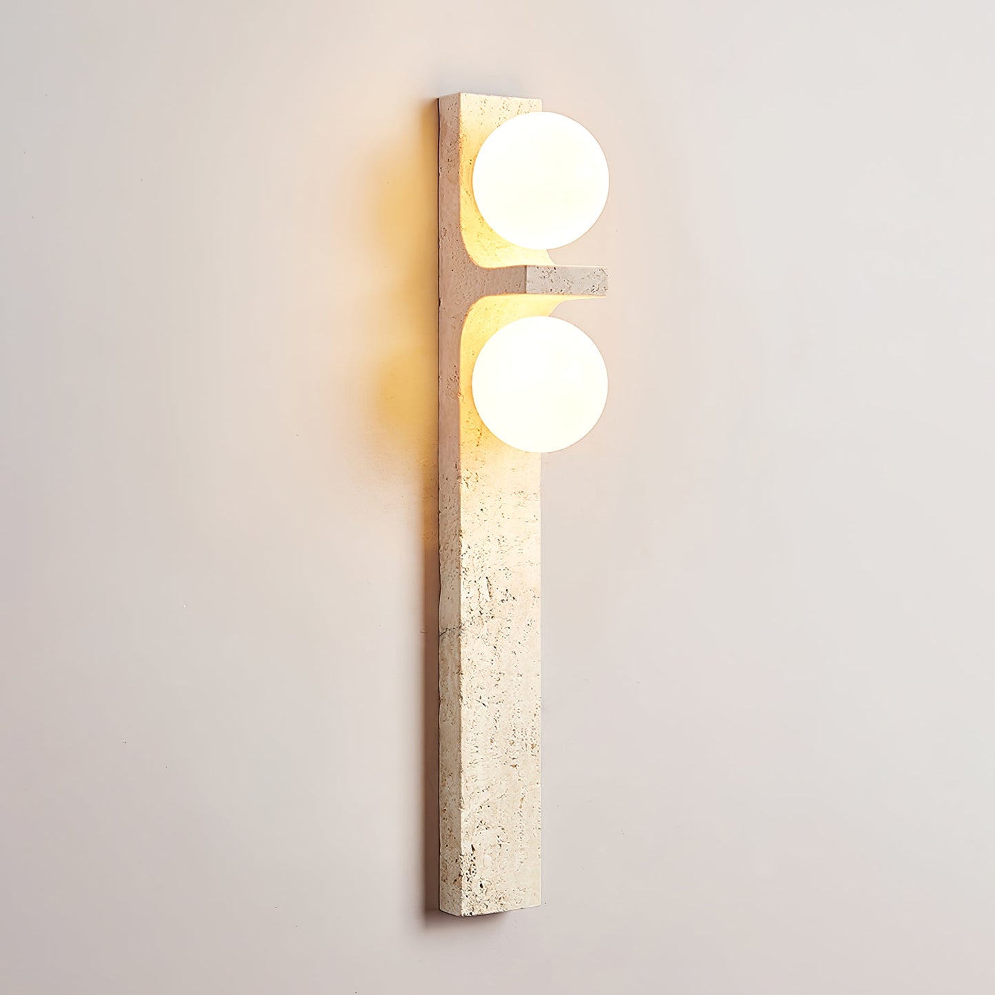 Asymmetrical Travertine Wall Sconce with LED Lighting