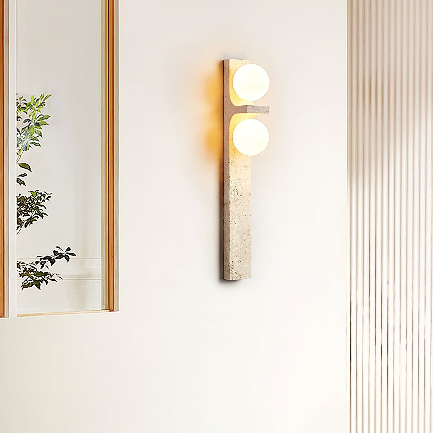 Asymmetrical Travertine Wall Sconce with LED Lighting