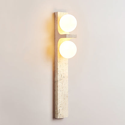 Asymmetrical Travertine Wall Sconce with LED Lighting