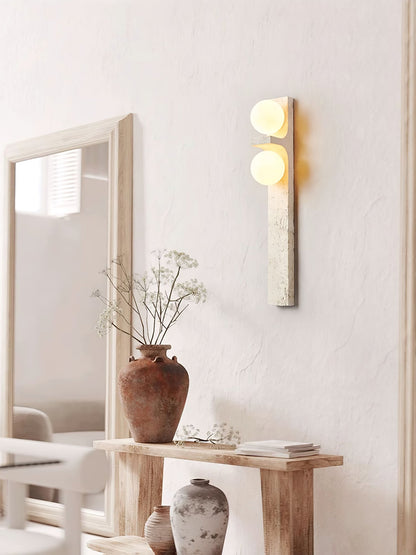Asymmetrical Travertine Wall Sconce with LED Lighting