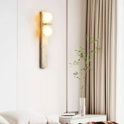 Asymmetrical Travertine Wall Sconce with LED Lighting