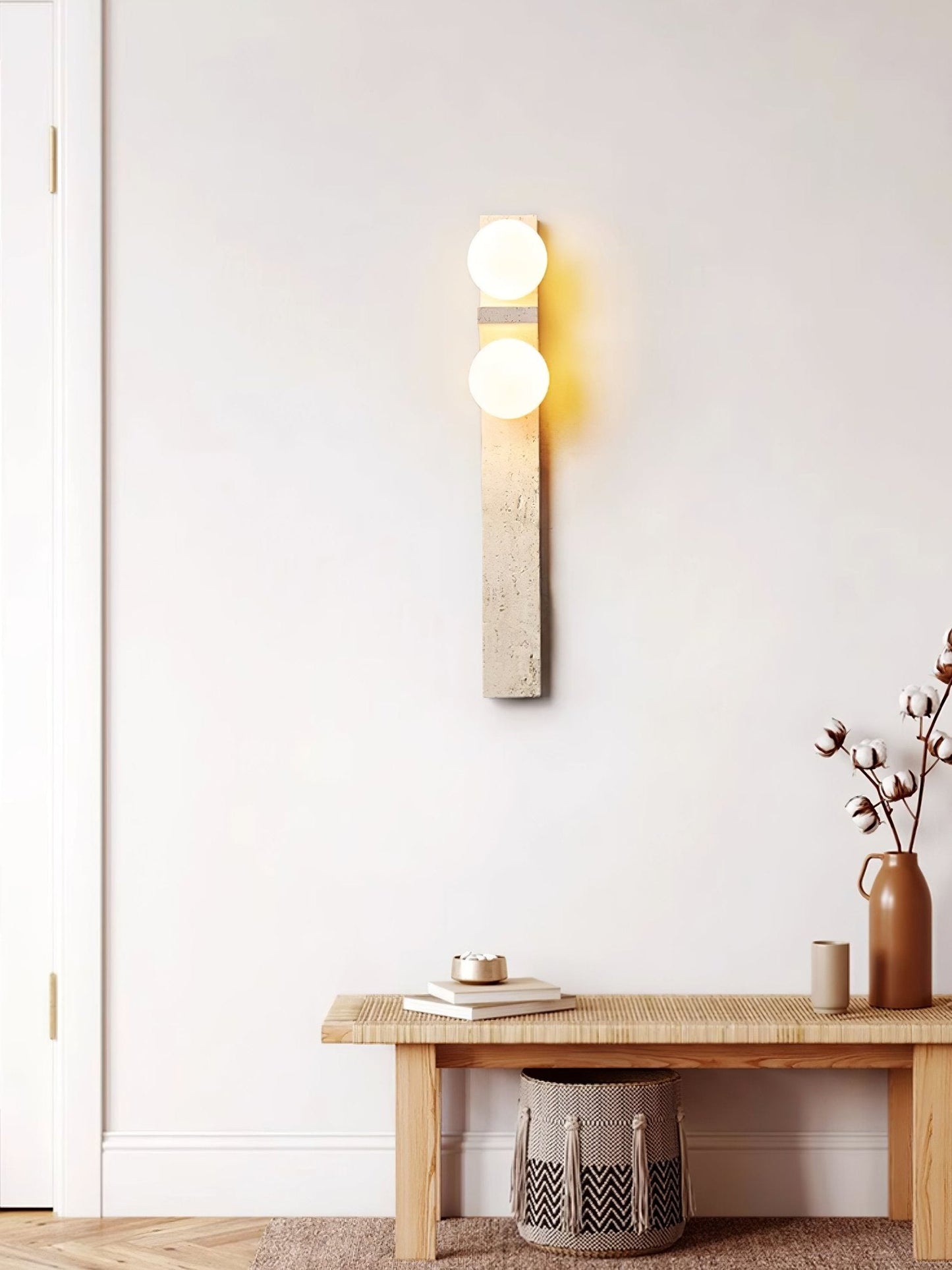 Asymmetrical Travertine Wall Sconce with LED Lighting