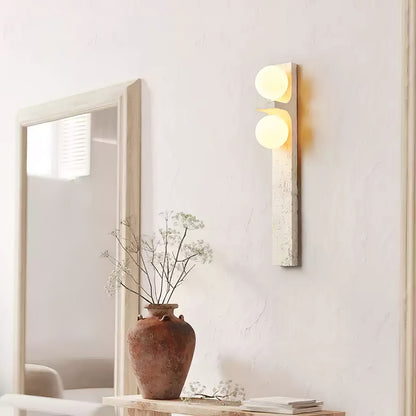 Asymmetrical Travertine Wall Sconce with LED Lighting