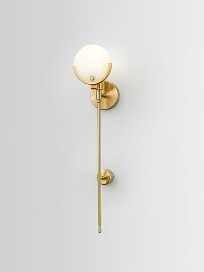 Ava Brass Wall Lamp with Alabaster Shade, LED, Indoor