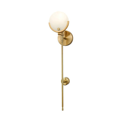 Ava Brass Wall Lamp with Alabaster Shade, LED, Indoor