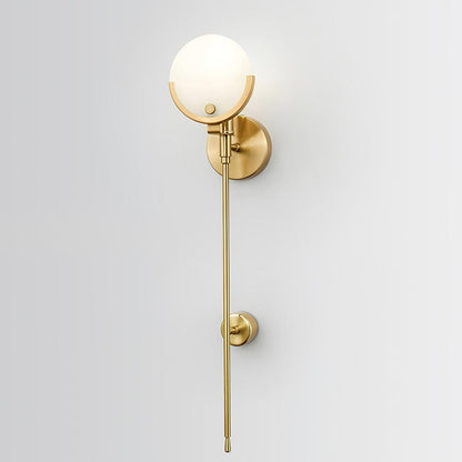 Ava Brass Wall Lamp with Alabaster Shade, LED, Indoor