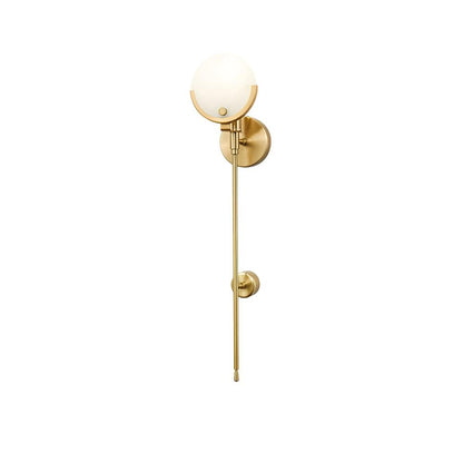 Ava Brass Wall Lamp with Alabaster Shade, LED, Indoor