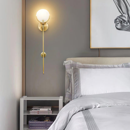 Ava Brass Wall Lamp with Alabaster Shade, LED, Indoor
