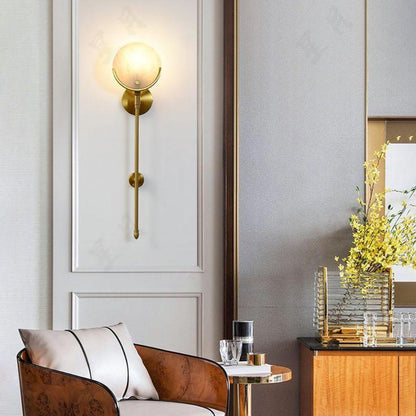 Ava Brass Wall Lamp with Alabaster Shade, LED, Indoor