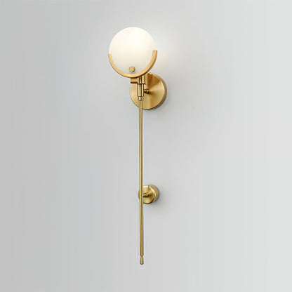Ava Brass Wall Lamp with Alabaster Shade, LED, Indoor