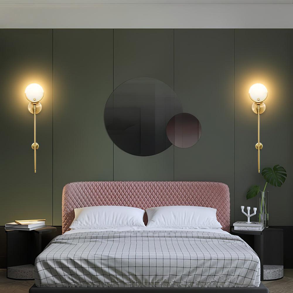 Ava Brass Wall Lamp with Alabaster Shade, LED, Indoor