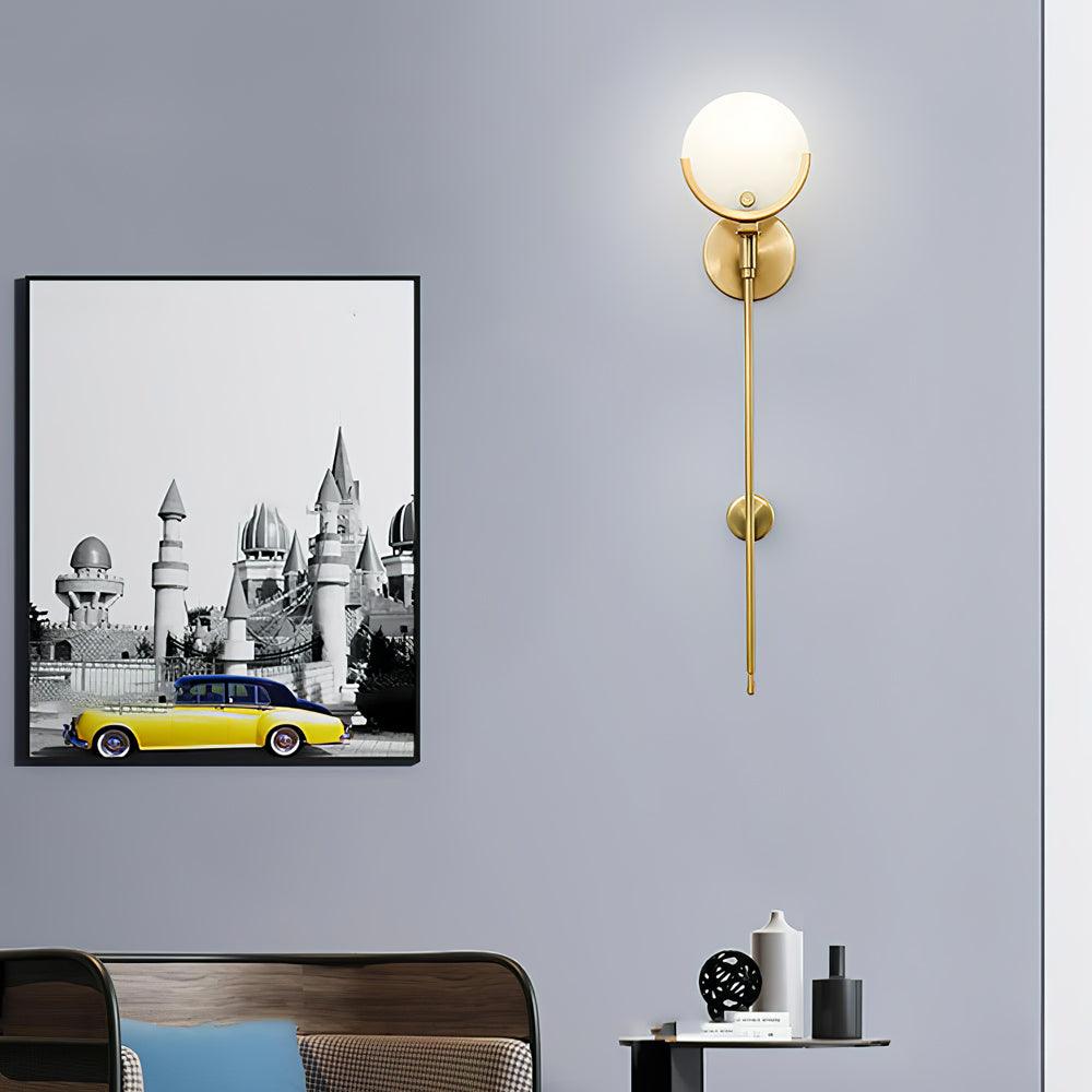 Ava Brass Wall Lamp with Alabaster Shade, LED, Indoor