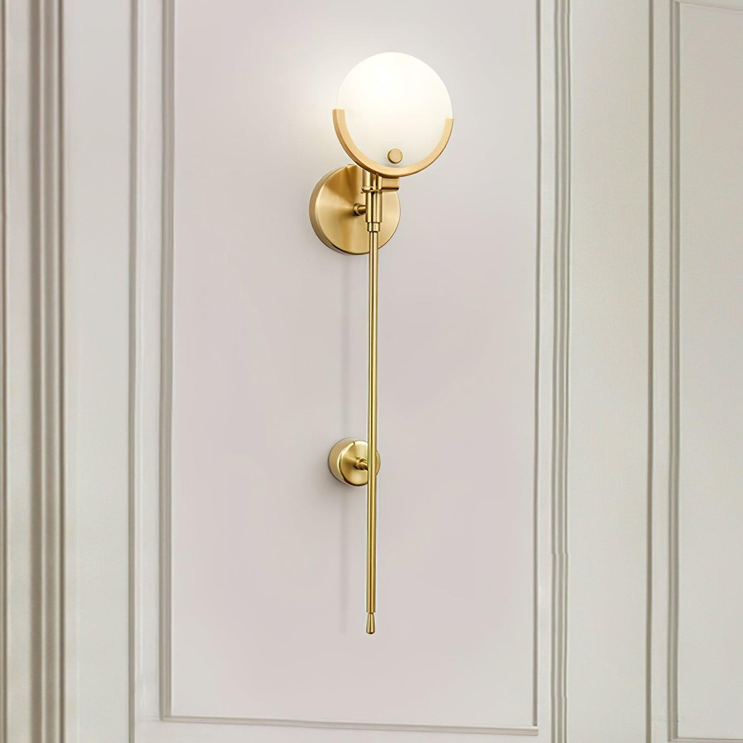 Ava Brass Wall Lamp with Alabaster Shade, LED, Indoor