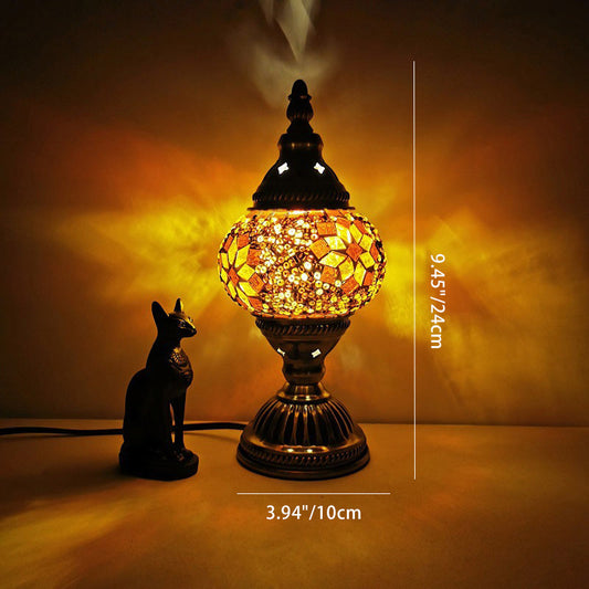 Traditional Tiffany Oval Glass Iron 1-Light Table Lamp for Living Room