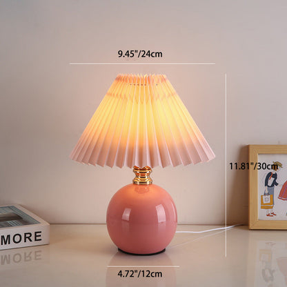 Modern Art Deco Orb Base Fabric Shade Ceramic 1-Light Table Lamp for Bedroom