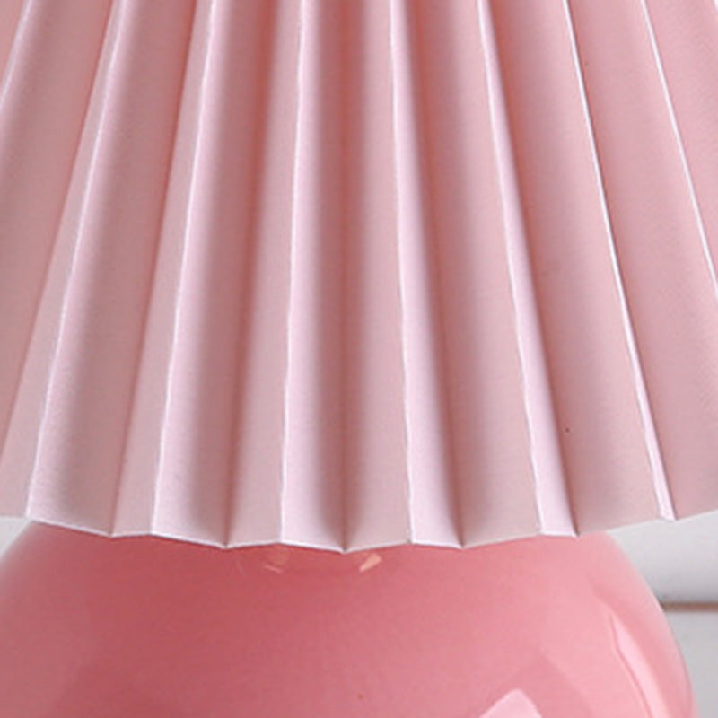 Modern Art Deco Orb Base Fabric Shade Ceramic 1-Light Table Lamp for Bedroom