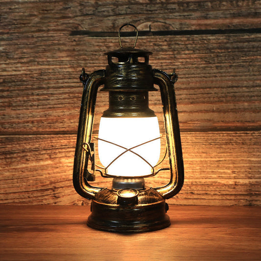 Traditional Vintage Round Horse Lamp Iron Acrylic LED Table Lamp for Living Room