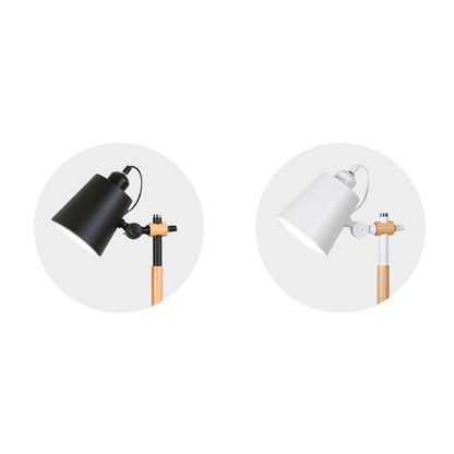 Modern Minimalist Long Cylinder Wood Iron 1-Lamp Table Lamp