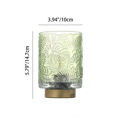 Modern Art Deco Cylinder Point Leaf Glass LED Table Lamp for Bedroom