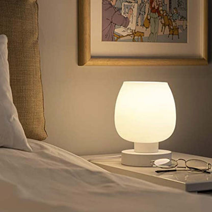 Modern Minimalist Round Glass Shade Iron Base 1-Light Table Lamp for Bedroom