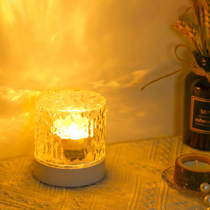 Moderne Art Deco Cylinder Projection Acrylic LED Table Lamp for Bedroom