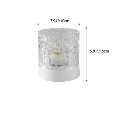 Moderne Art Deco Cylinder Projection Acrylic LED Table Lamp for Bedroom