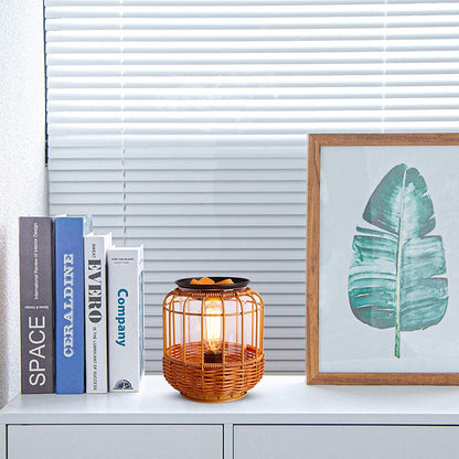 Traditional Chinese Rattan Iron 1-Light Table Lamp Living Room