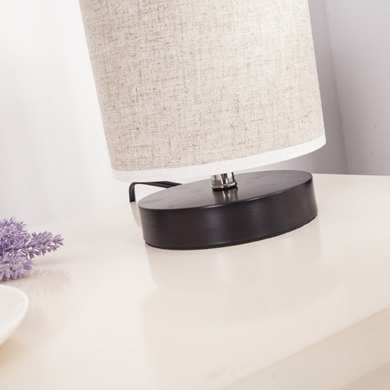 Traditional Japanese Cylinder Iron Fabric 1-Light Table Lamp
