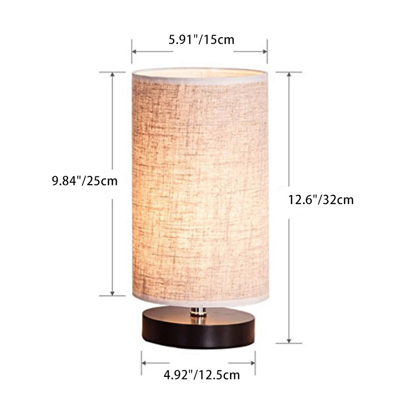 Traditional Japanese Cylinder Iron Fabric 1-Light Table Lamp