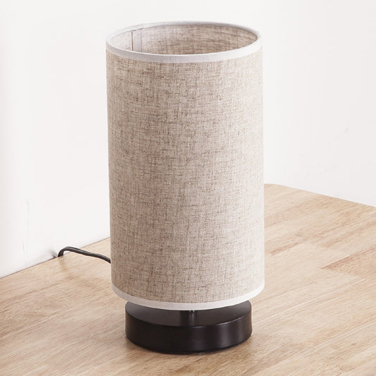 Traditional Japanese Cylinder Iron Fabric 1-Light Table Lamp