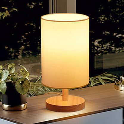 Traditional Japanese Cylinder Fabric 1-Light Table Lamp