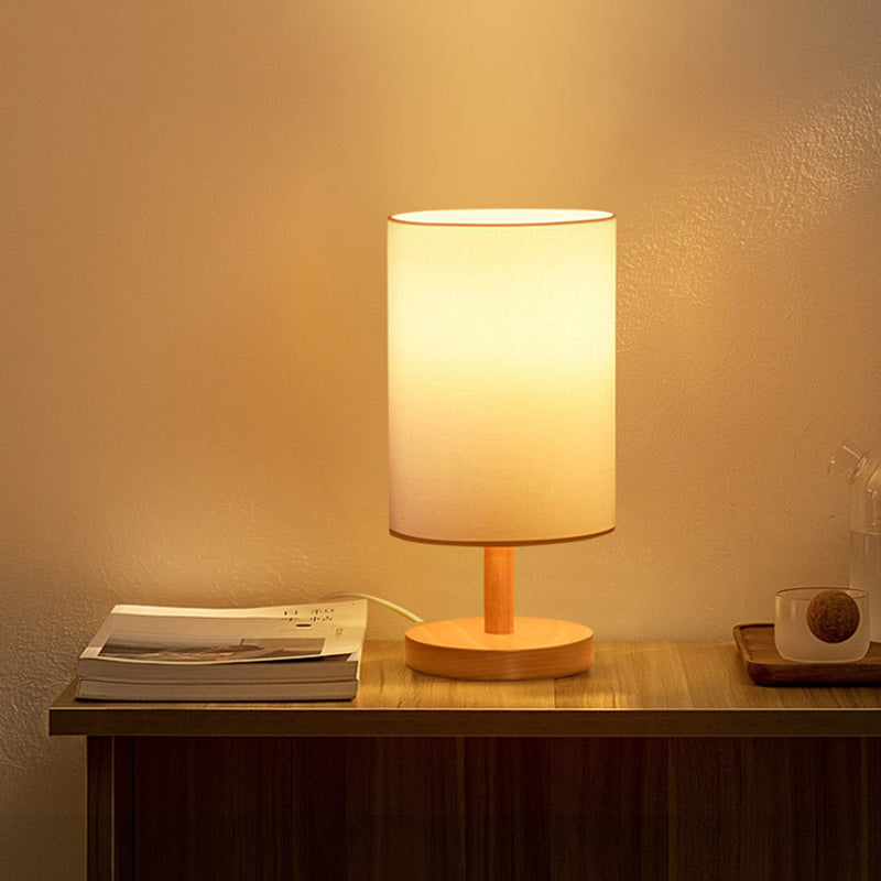 Traditional Japanese Cylinder Fabric 1-Light Table Lamp